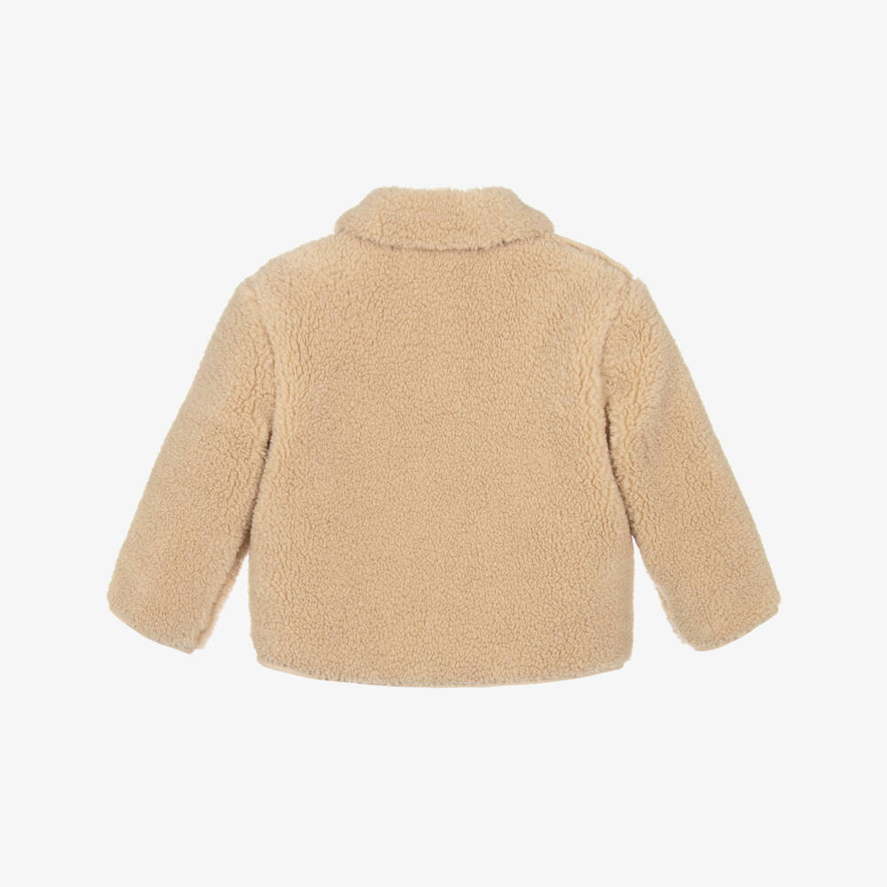 Bonpoint-Girls Short Sherpa Coat in Beige | Childrensalon Outlet