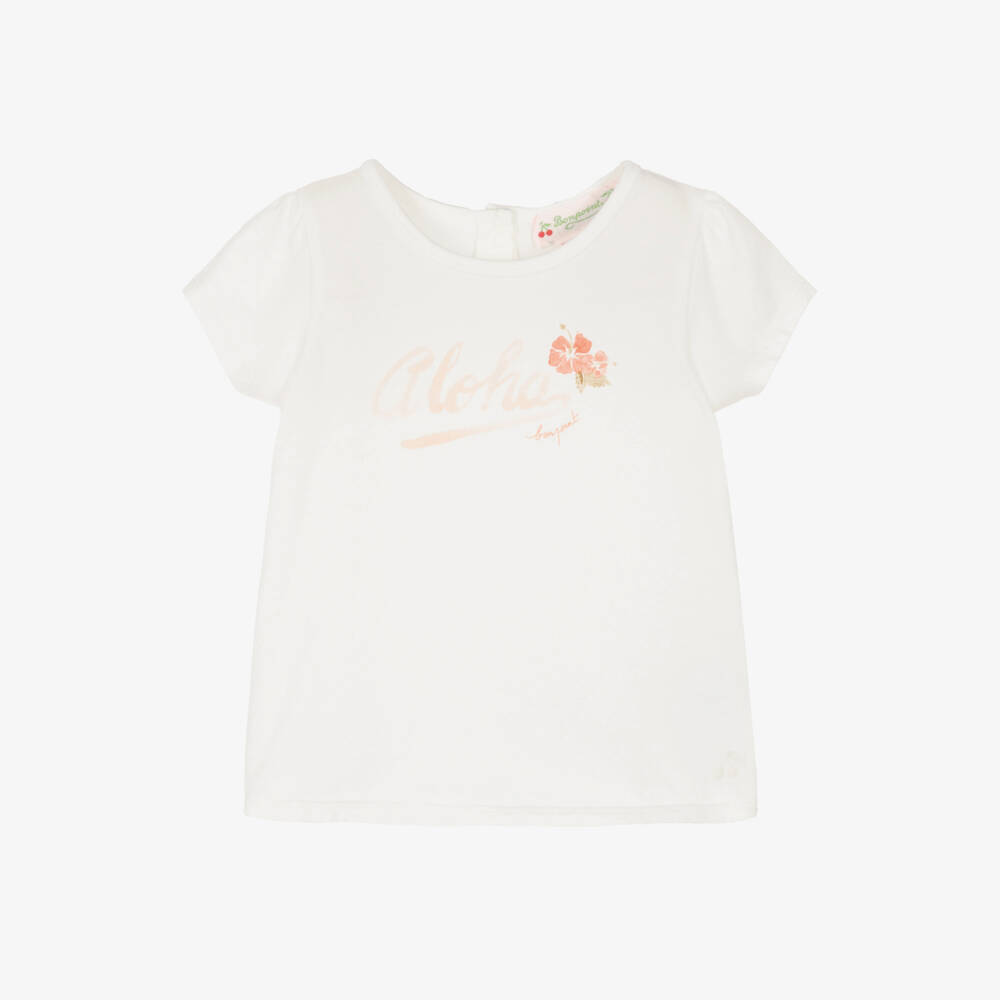 Bonpoint-Girls Soft Ivory Aloha Tee | Childrensalon Outlet