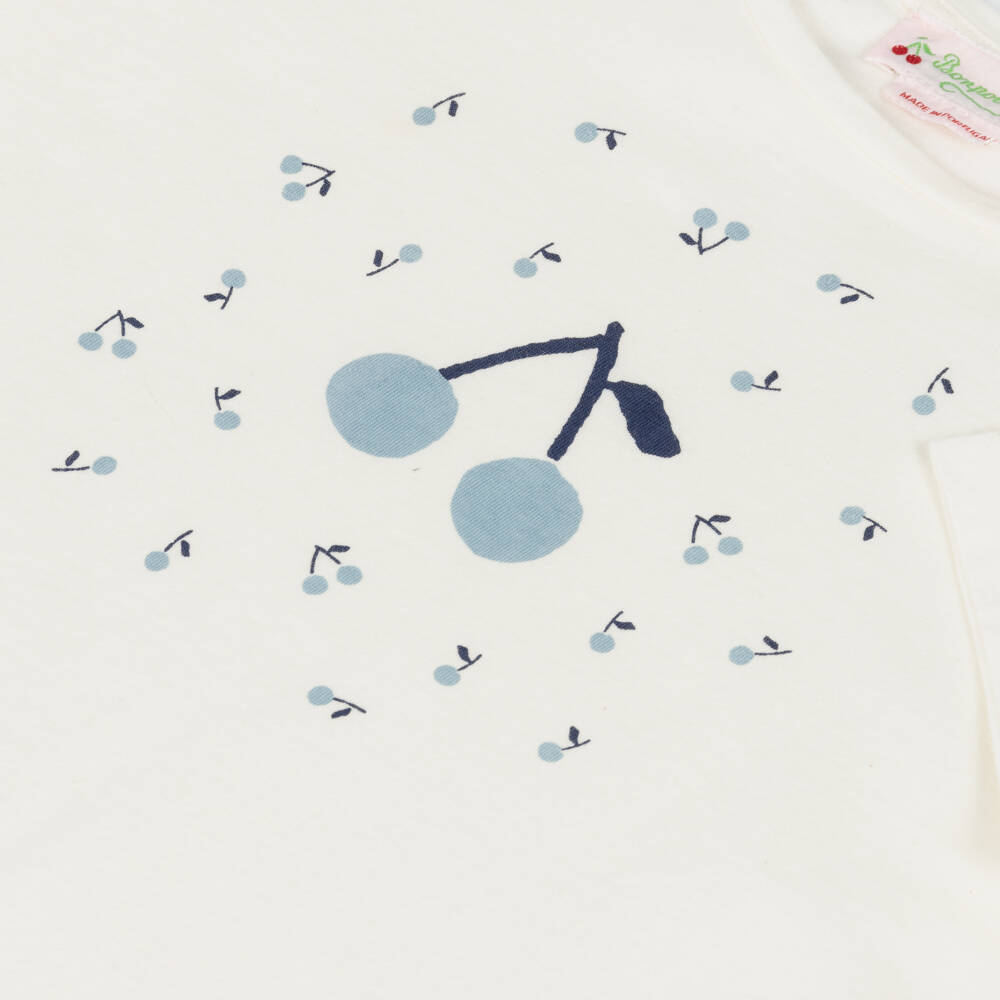 Bonpoint-Girls Soft Ivory Cherry Tee | Childrensalon Outlet