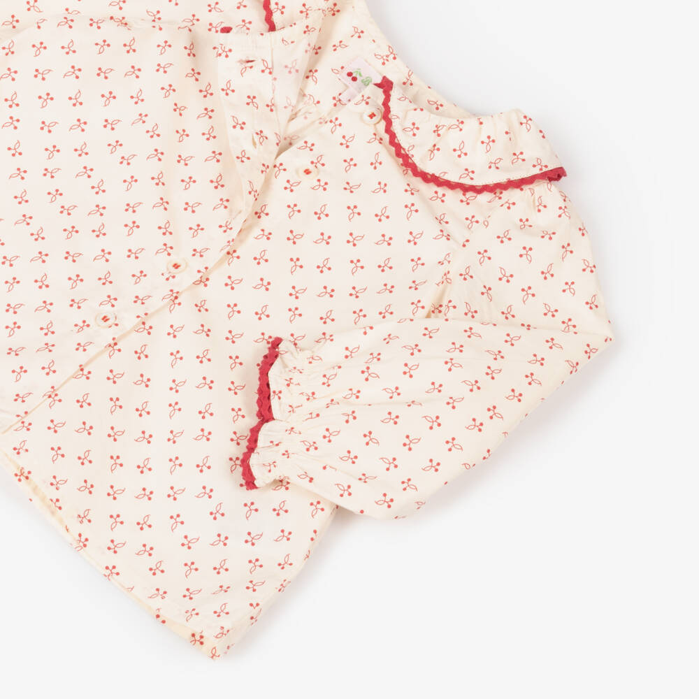 Bonpoint-Girls Soft Ivory Cherry Top | Childrensalon Outlet