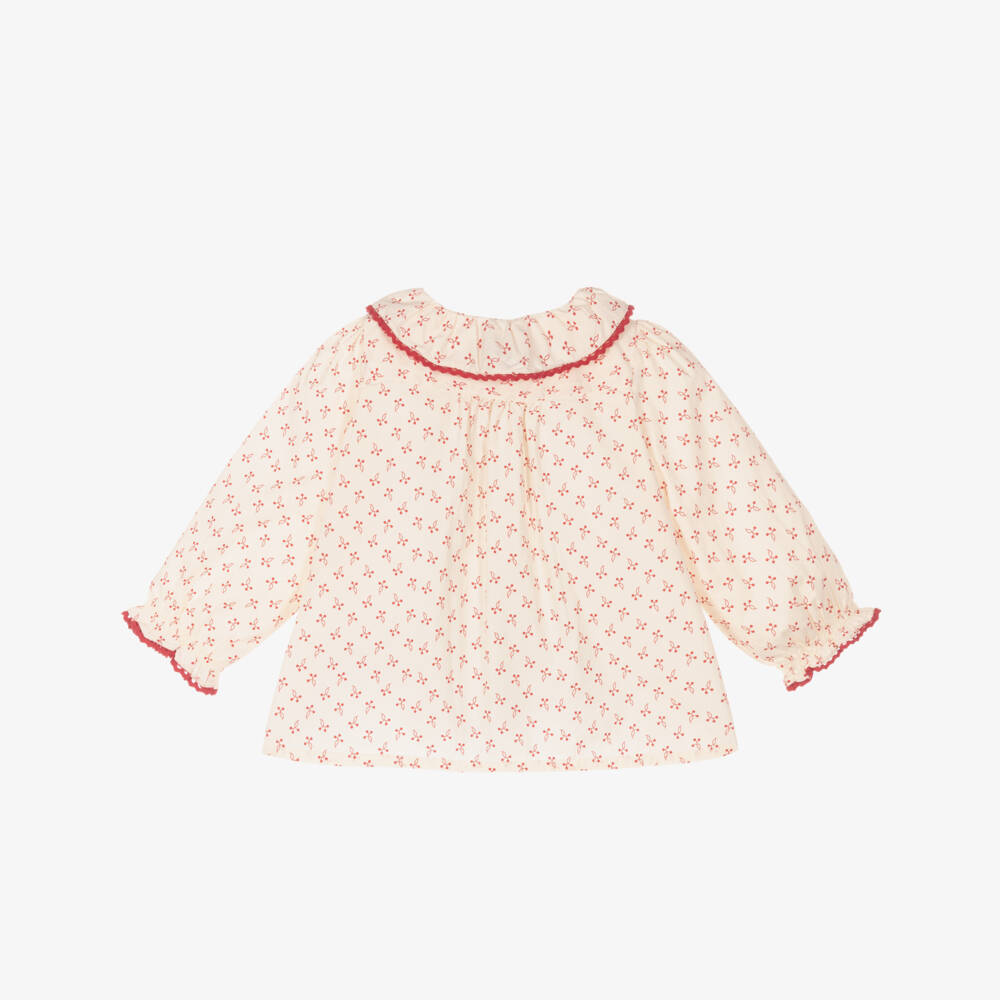 Bonpoint-Girls Soft Ivory Cherry Top | Childrensalon Outlet