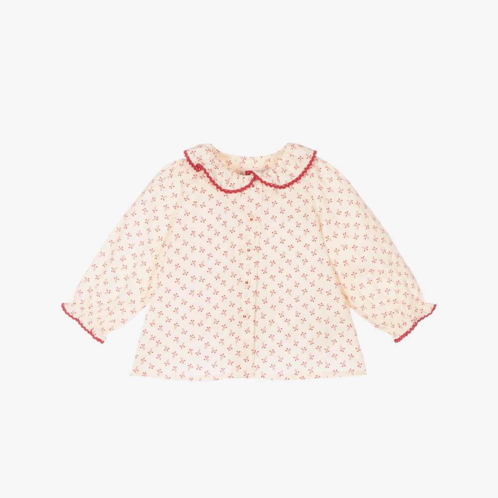 Bonpoint-Girls Soft Ivory Cherry Top | Childrensalon Outlet