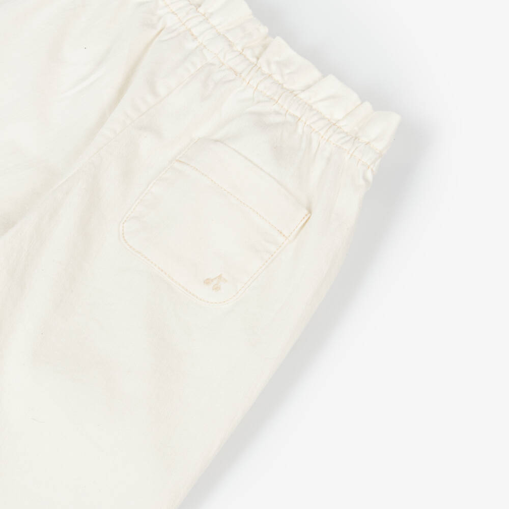 Bonpoint-بنطلون تويل عاجي ناعم للبنات | Childrensalon Outlet
