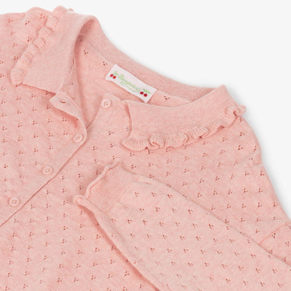 Bonpoint-Girls Soft Pink Knit Sweater | Childrensalon Outlet