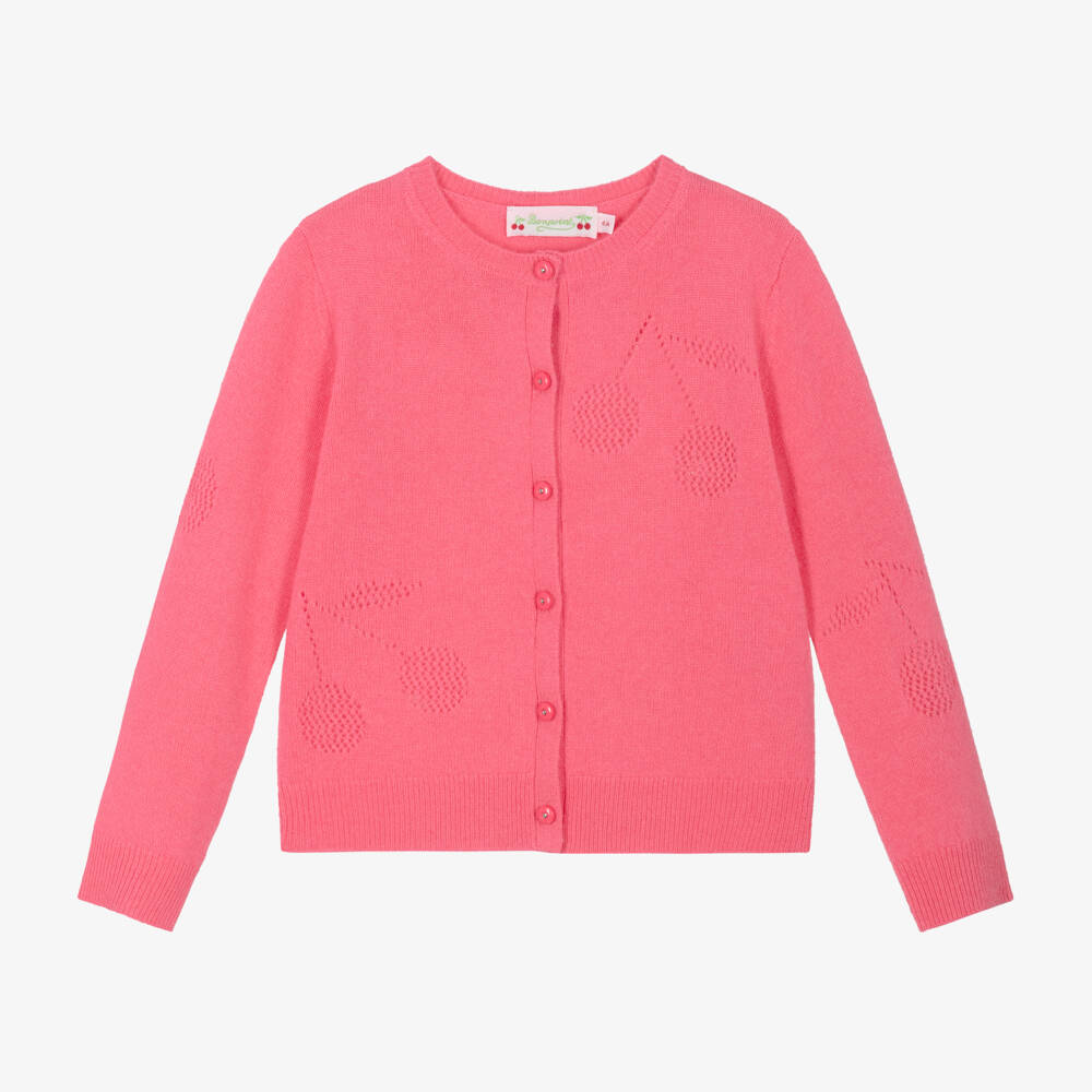 Bonpoint-Girls Soft Pure Cashmere Cherry Cardigan | Childrensalon Outlet