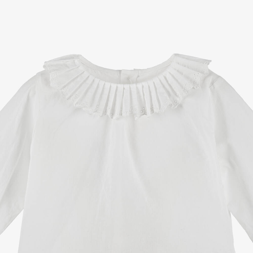 Bonpoint-Girls Soft White Ruffle Blouse | Childrensalon Outlet
