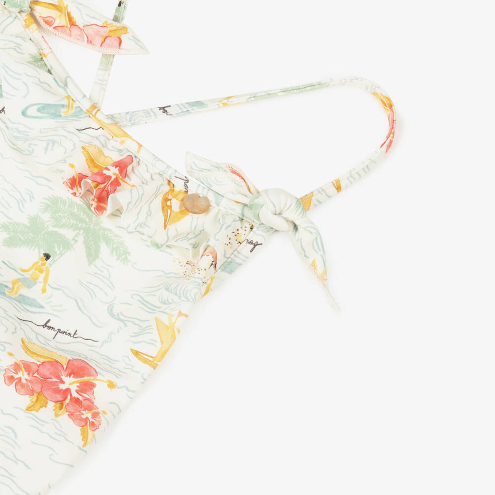 Bonpoint-Girls Tropical Ivory Print Swimsuit | Childrensalon Outlet