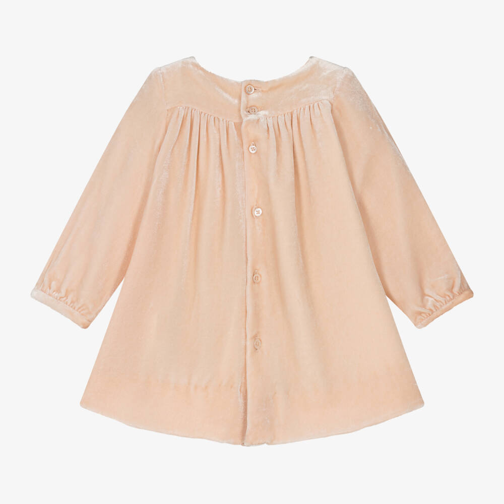 Bonpoint-Girls Velvet Pink Smocked Dress | Childrensalon Outlet