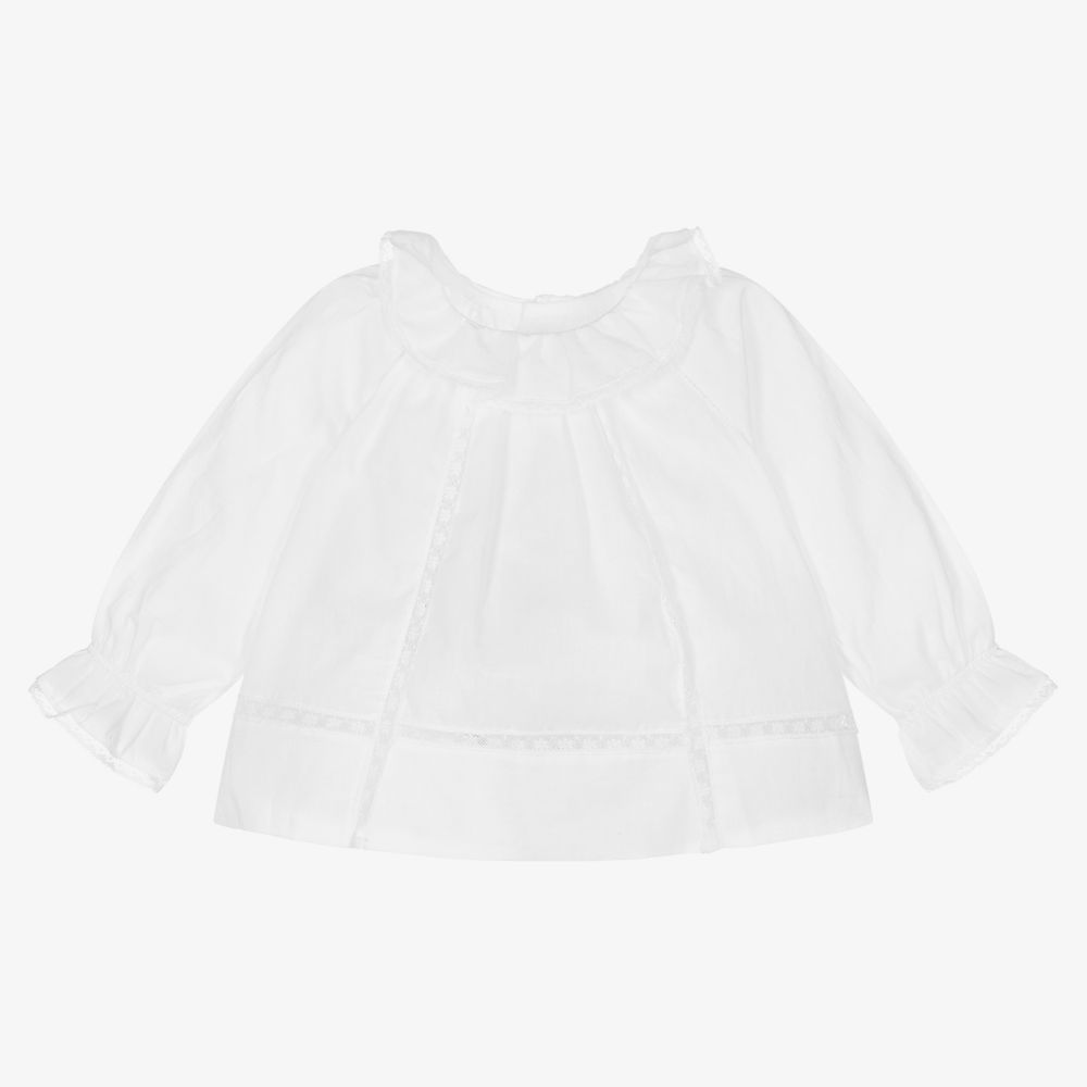 Bonpoint - Белая хлопковая блузка для девочек | Childrensalon