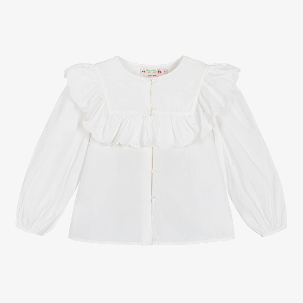 Bonpoint-Girls White Cotton Blouse | Childrensalon Outlet