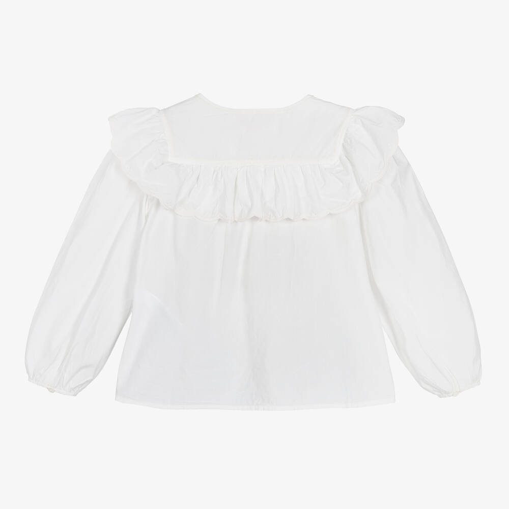 Bonpoint-Girls White Cotton Blouse | Childrensalon Outlet