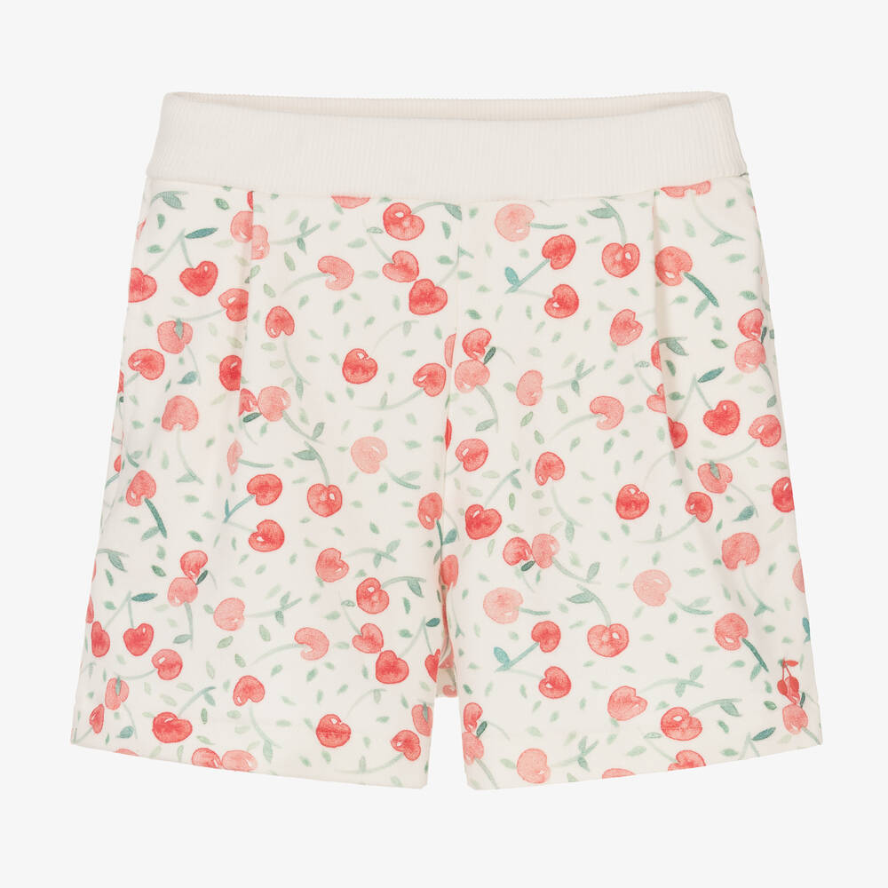 Bonpoint-Girls White Cotton Cherry Shorts | Childrensalon Outlet
