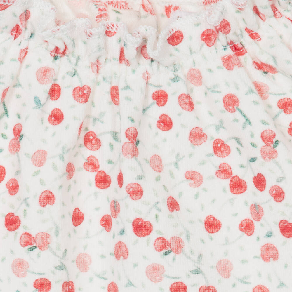 Bonpoint-Girls White Cotton Cherry Shorts Set | Childrensalon Outlet