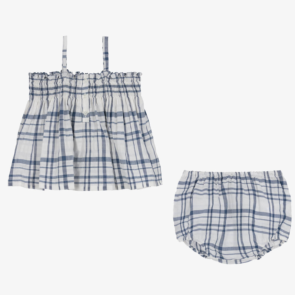 Bonpoint-Girls White Cotton & Linen Shorts Set | Childrensalon Outlet