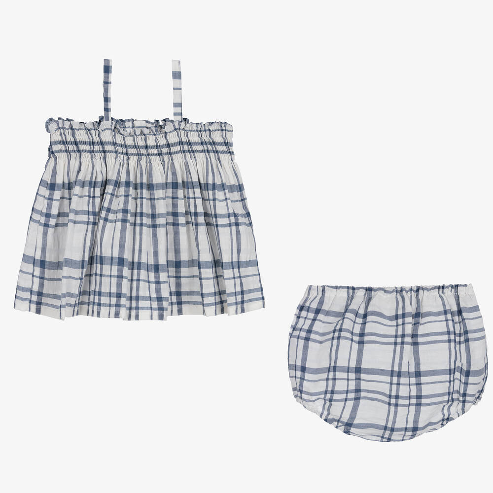 Bonpoint-Girls White Cotton & Linen Shorts Set | Childrensalon Outlet