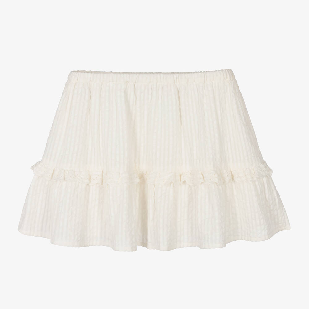 بونبوان-تنورة قطن سيرسوكر لون أبيض | Childrensalon Outlet