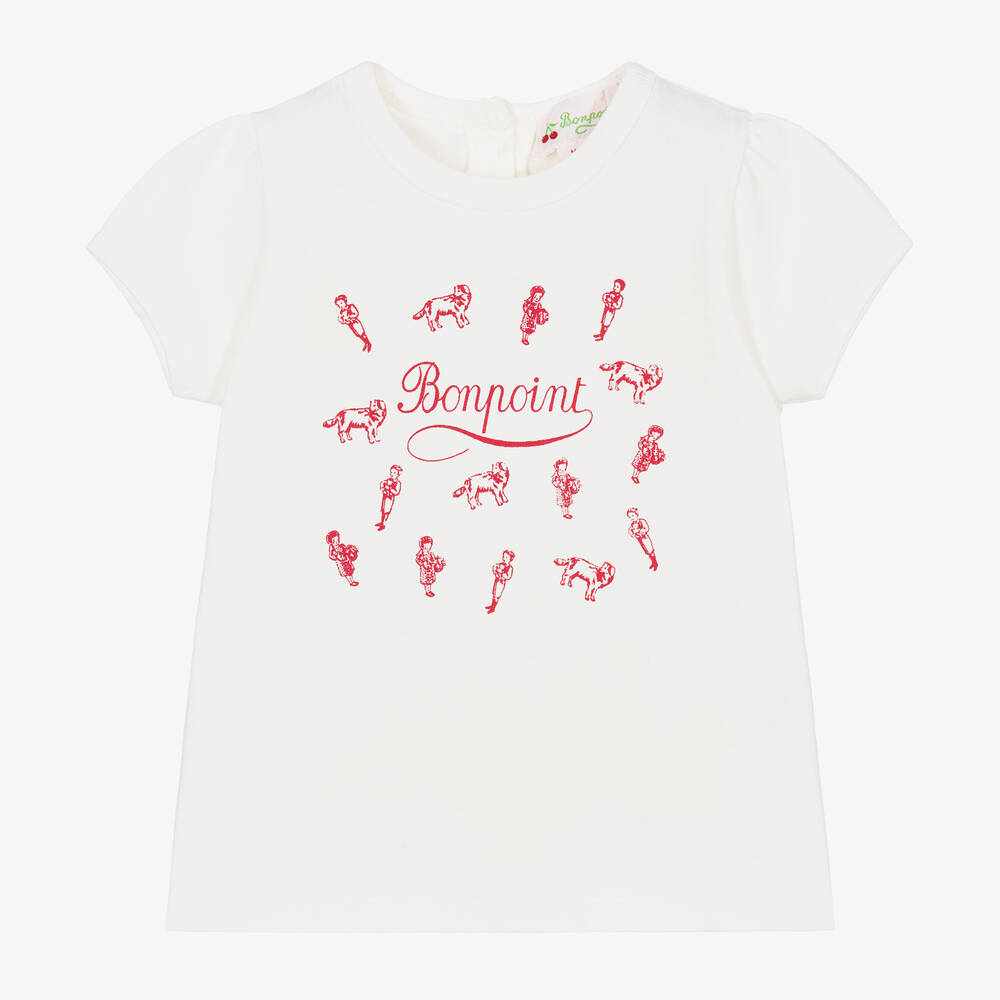 Bonpoint - Weißes Baumwoll-T-Shirt für Mädchen | Childrensalon