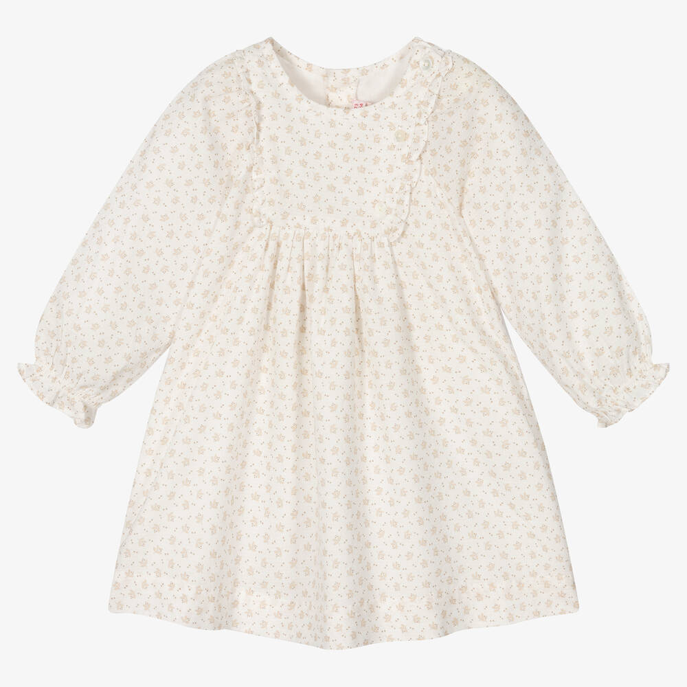 Bonpoint - Weißes, geblümtes Baumwollkleid (M) | Childrensalon