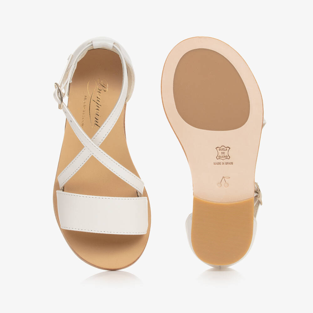 Bonpoint-Girls White Leather Sandals | Childrensalon Outlet