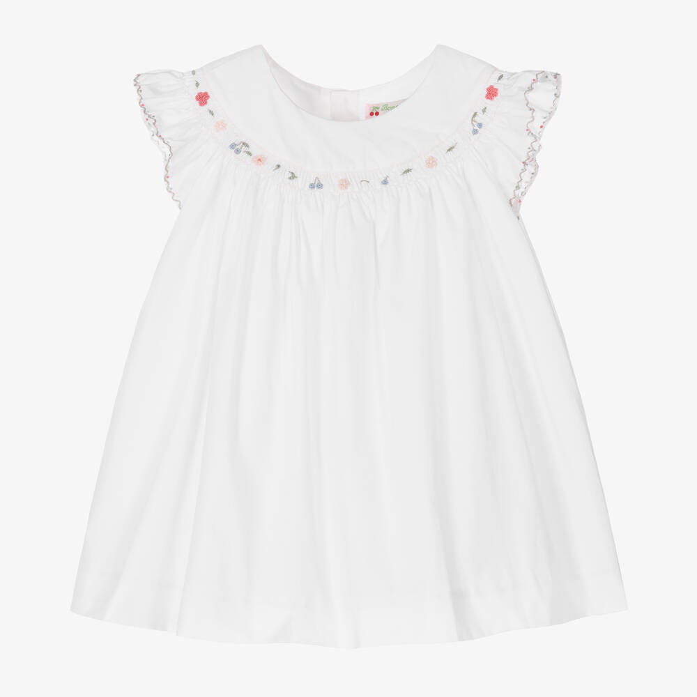 Bonpoint-Girls White Smocked Cotton Dress | Childrensalon Outlet