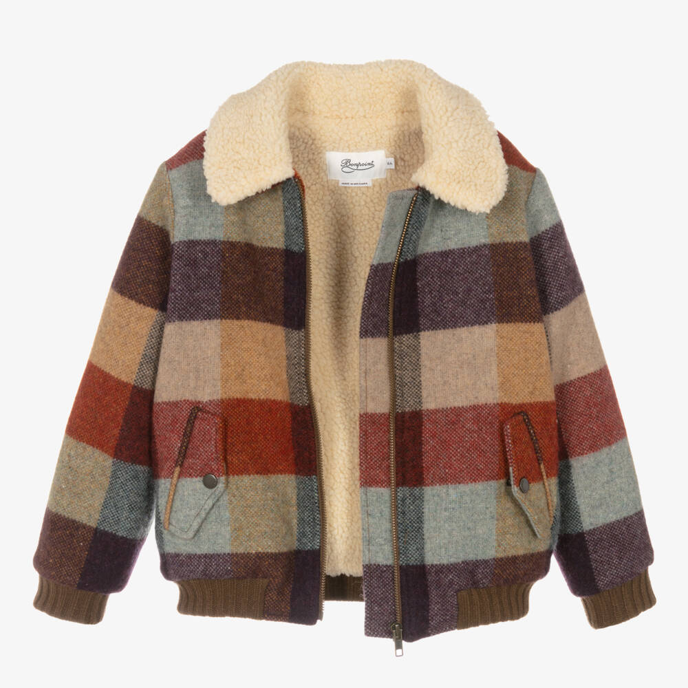 Bonpoint-Girls Wool Blend Check Jacket | Childrensalon Outlet