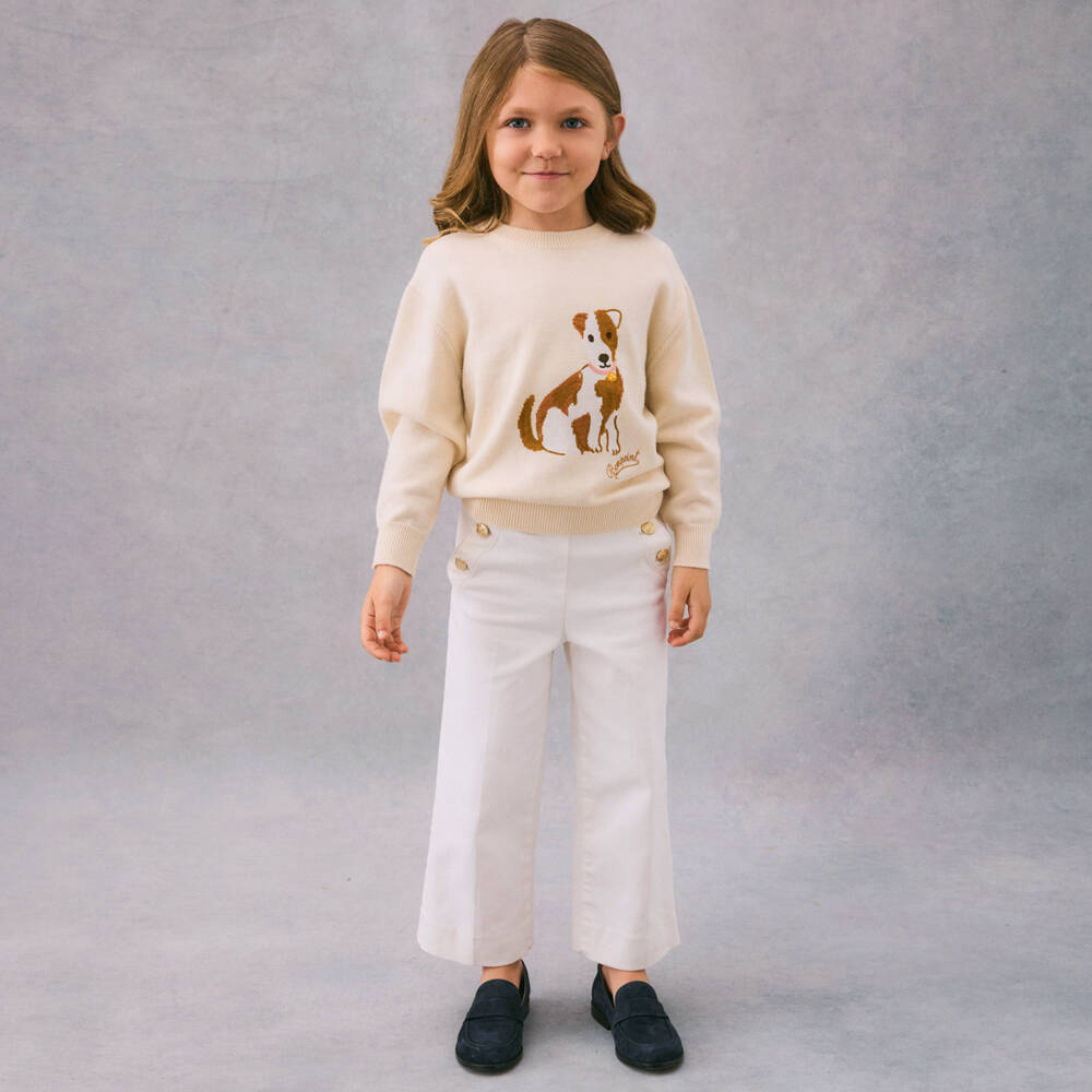 Bonpoint-Girls Wool Dog Motif Jumper | Childrensalon Outlet
