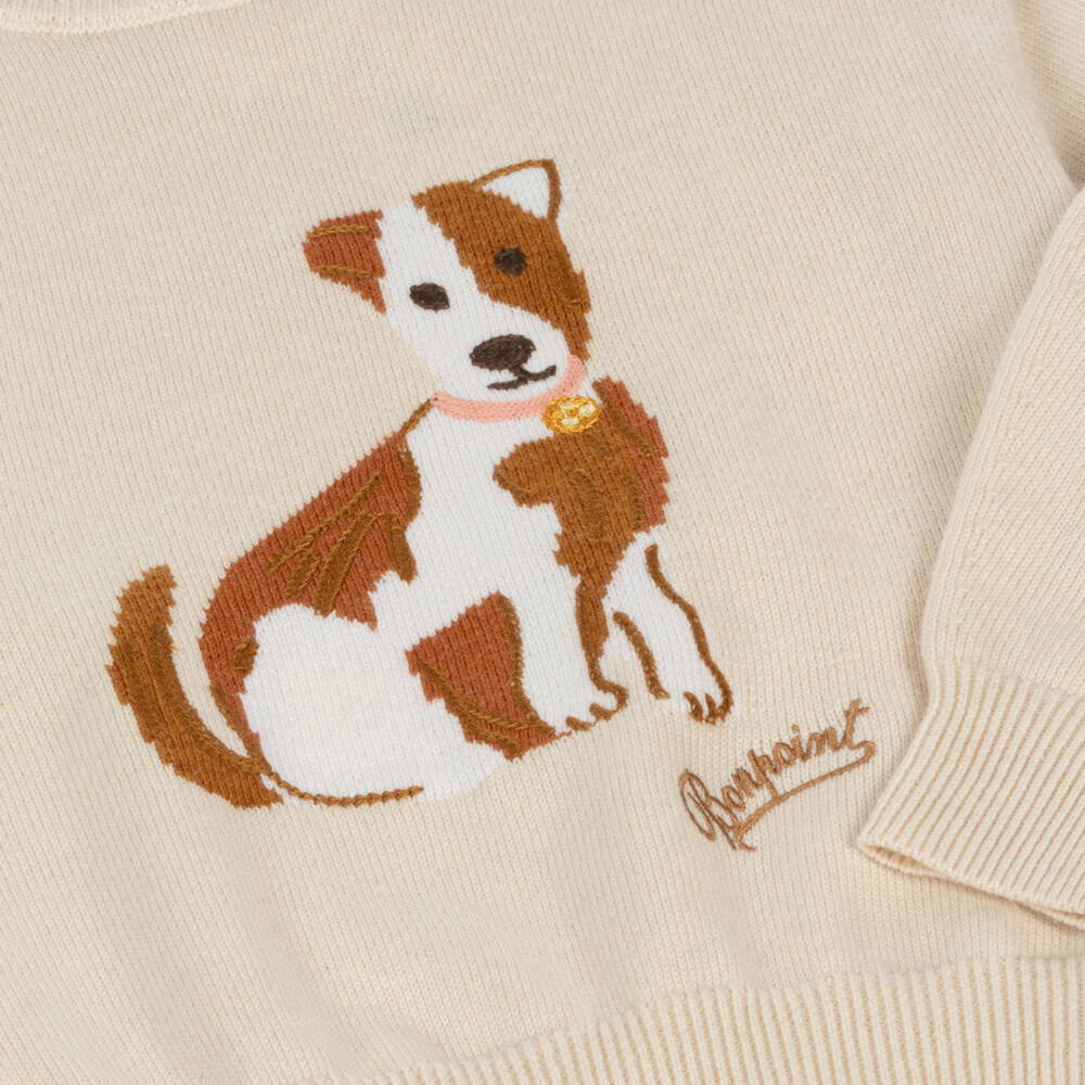 Bonpoint-Girls Wool Dog Motif Jumper | Childrensalon Outlet