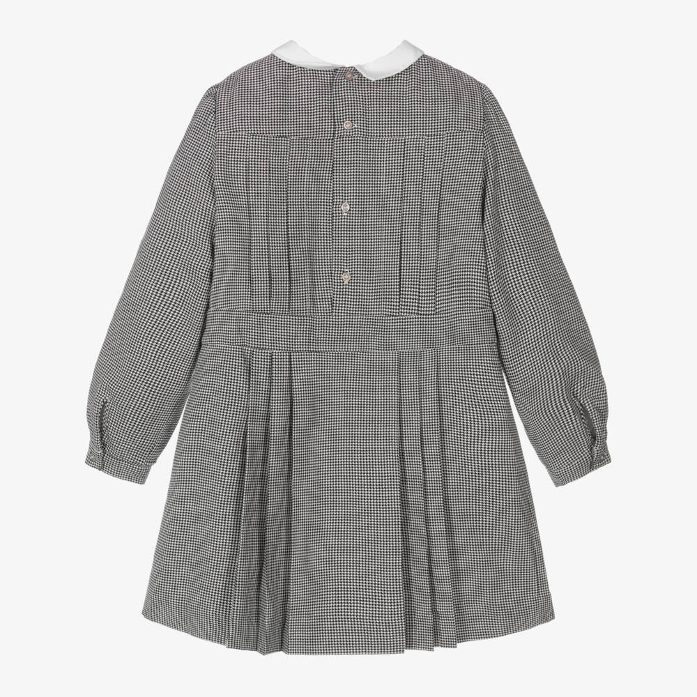 Bonpoint-Girls Wool Dress with Houndstooth Pattern | Childrensalon Outlet