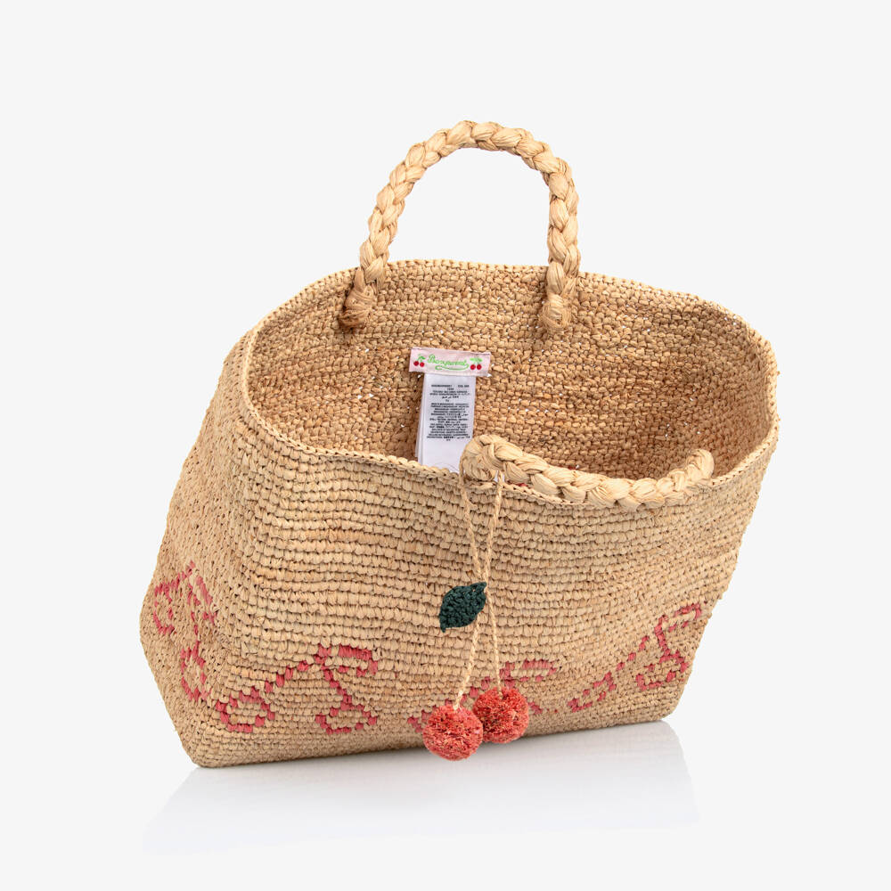 Bonpoint-Girls Woven Beige Cherry Tote | Childrensalon Outlet