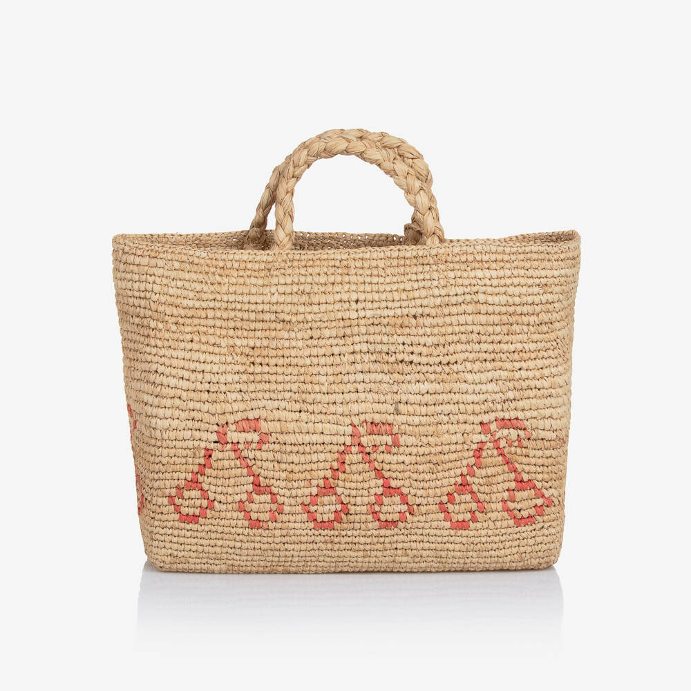 Bonpoint-Girls Woven Beige Cherry Tote | Childrensalon Outlet