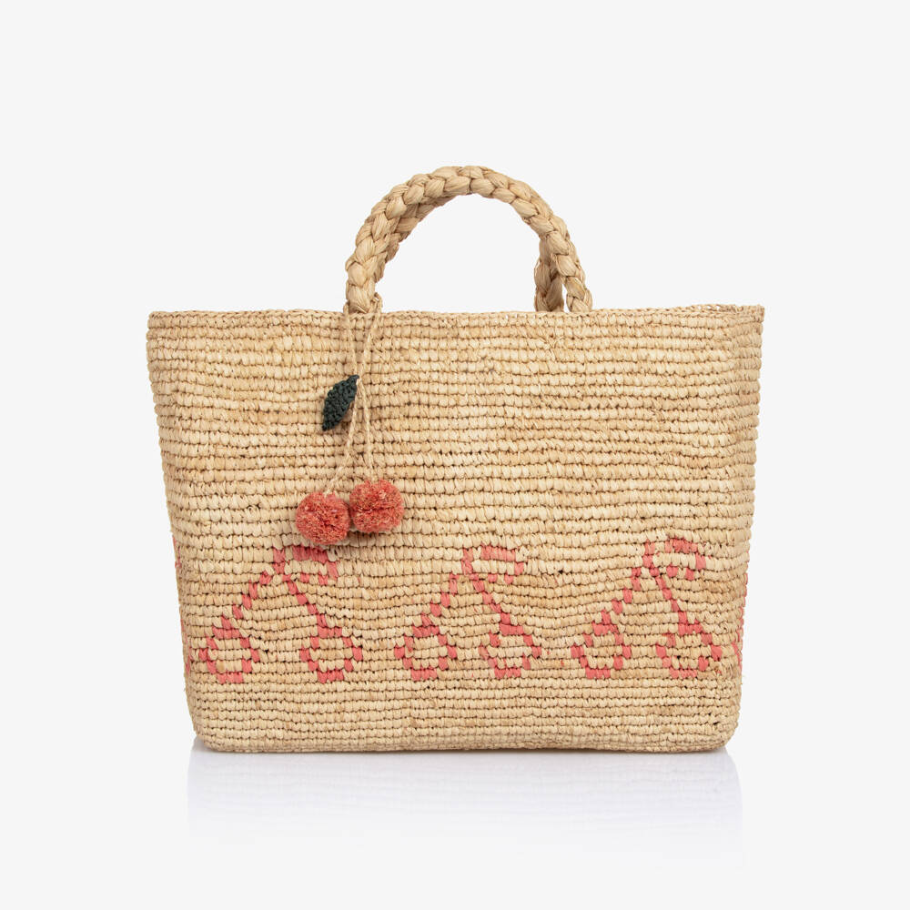 Bonpoint-Girls Woven Beige Cherry Tote | Childrensalon Outlet