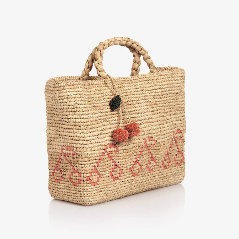 Bonpoint-Girls Woven Beige Cherry Tote | Childrensalon Outlet