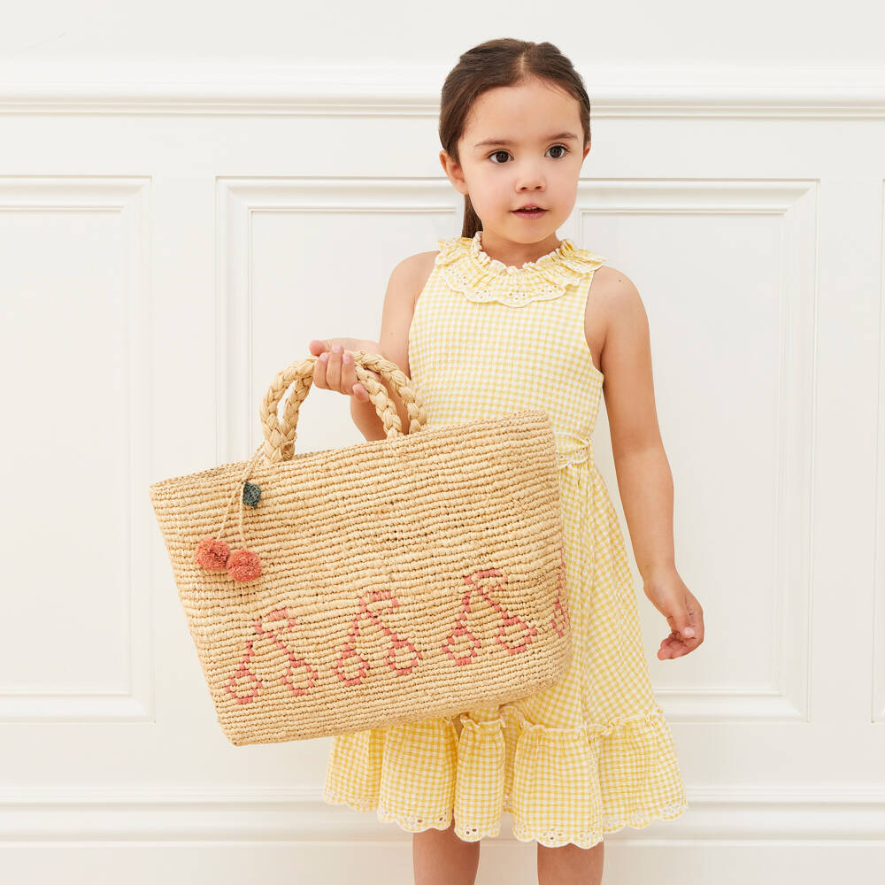 Bonpoint-Girls Woven Beige Cherry Tote | Childrensalon Outlet