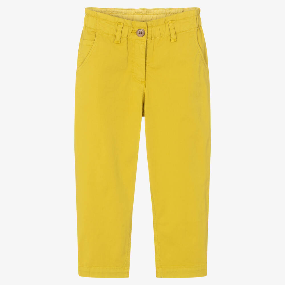 Bonpoint - Girls Yellow Chino Trousers | Childrensalon