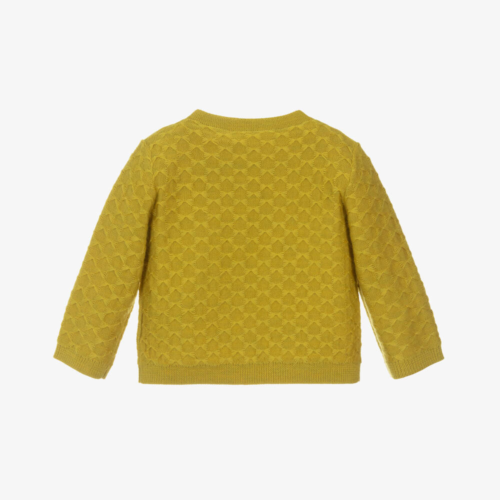 Bonpoint-Girls Yellow Merino Wool Cardigan | Childrensalon Outlet
