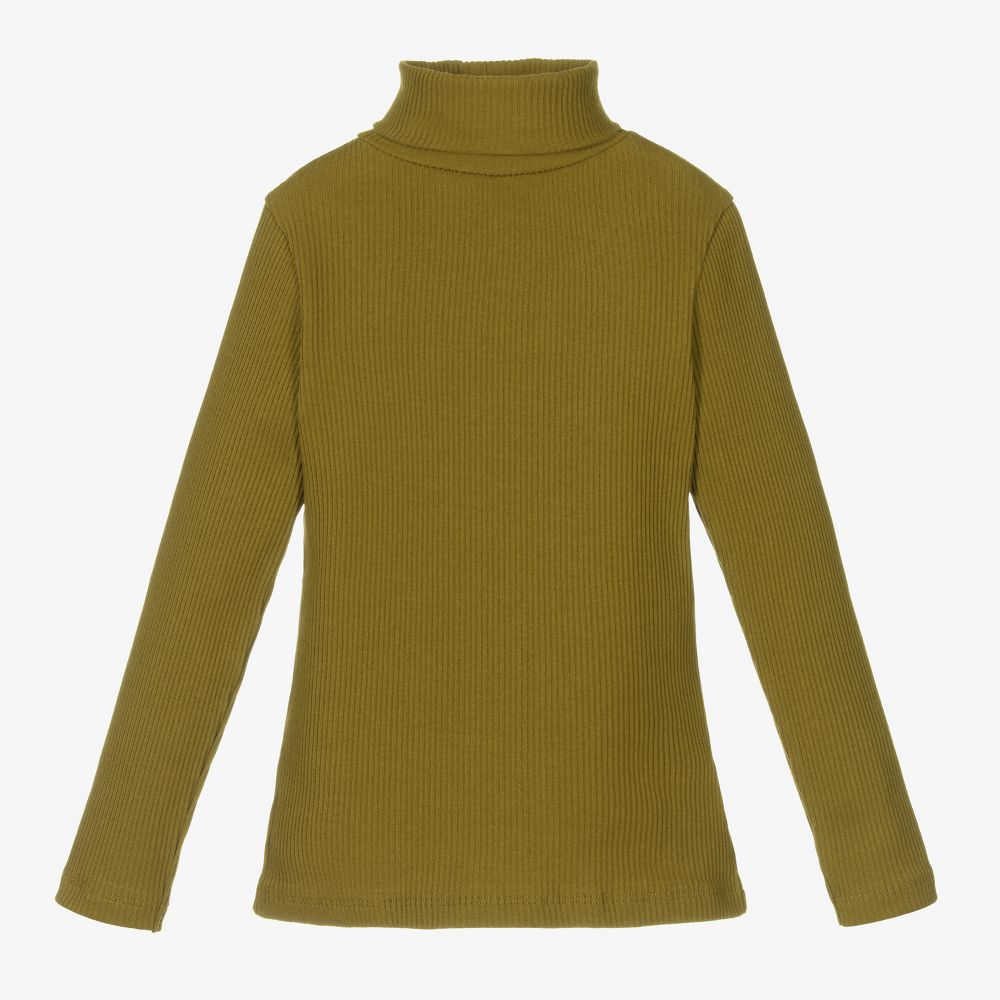 Bonpoint-Green Cotton Roll Neck Top | Childrensalon Outlet
