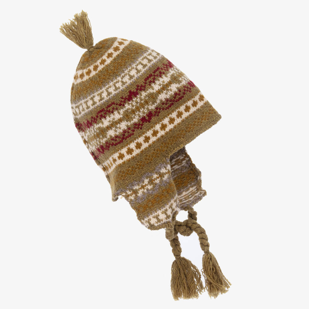 Bonpoint - Green Wool Fair Isle Hat | Childrensalon