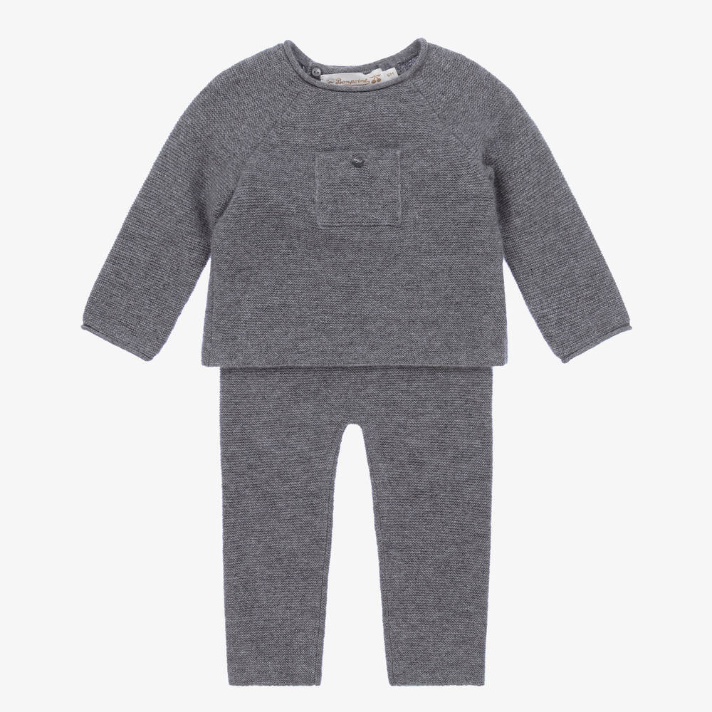 Bonpoint - Grey Cashmere Baby Trouser Set | Childrensalon