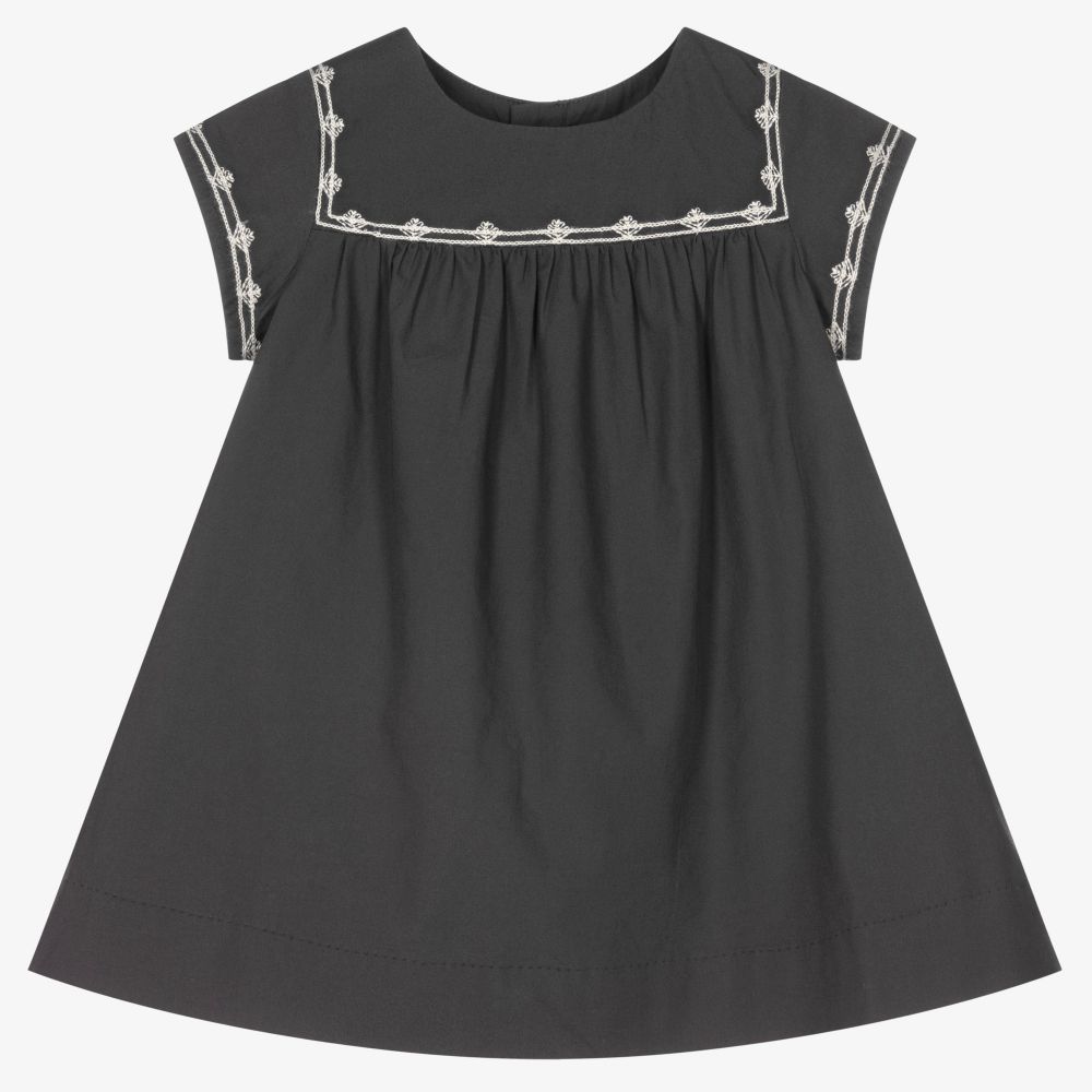 Bonpoint Grey Embroidered Baby Dress Childrensalon Outlet