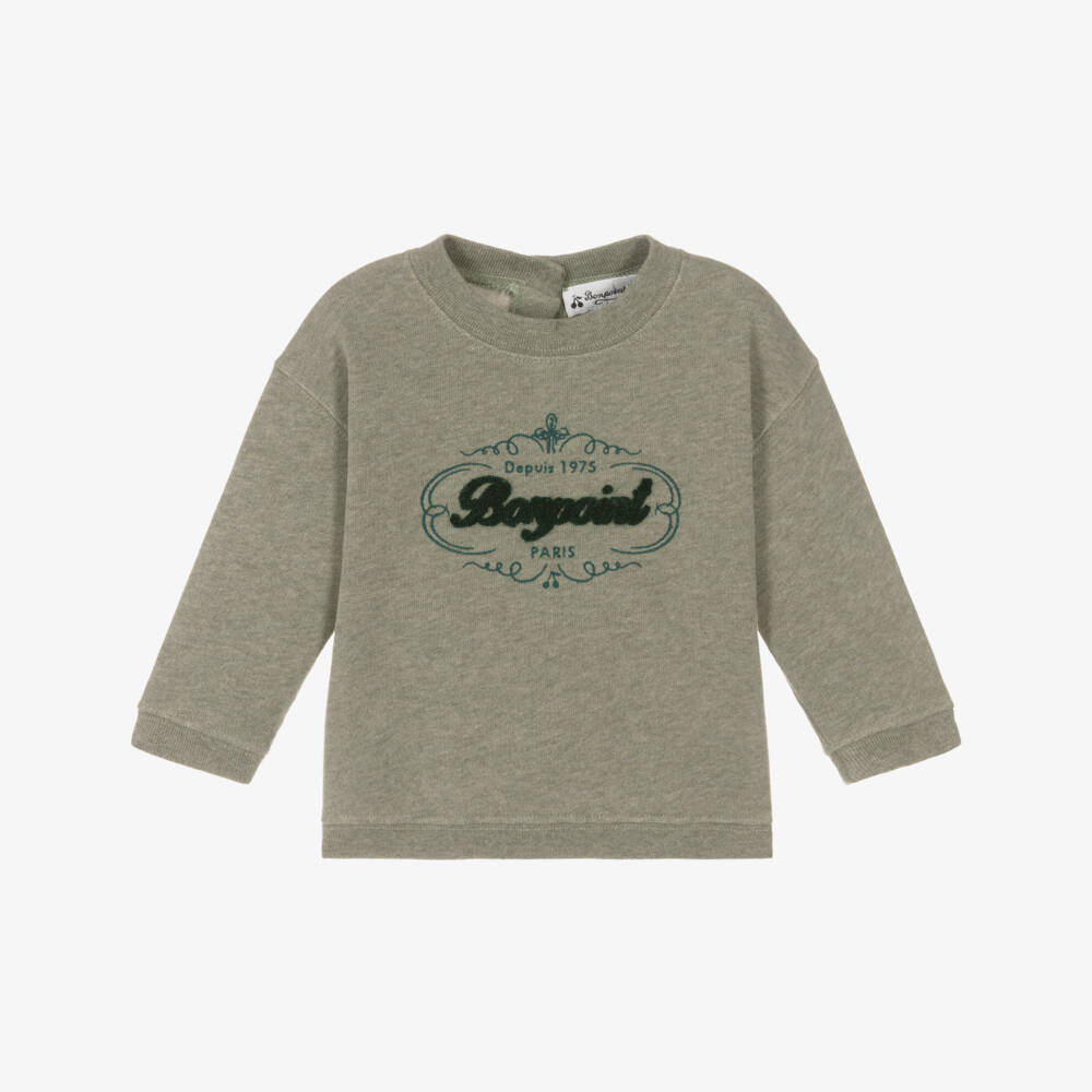 Bonpoint-Grey Logo Jersey Sweatshirt | Childrensalon Outlet