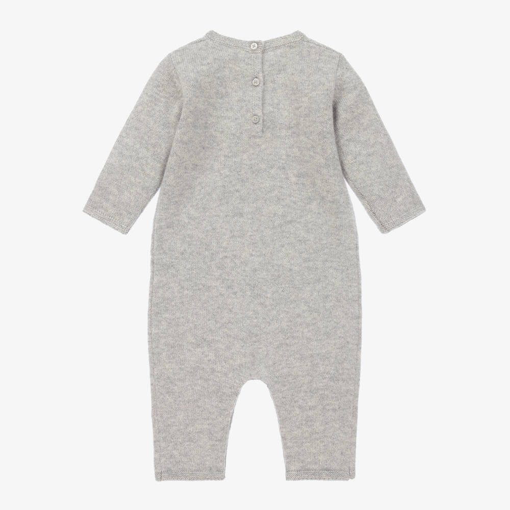 Bonpoint-Grey Pure Cashmere Knit Baby Romper | Childrensalon Outlet