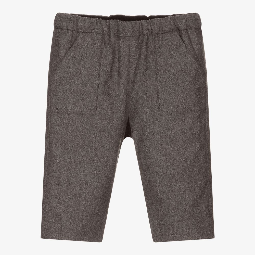 Bonpoint - Grey Wool Flannel Trousers | Childrensalon