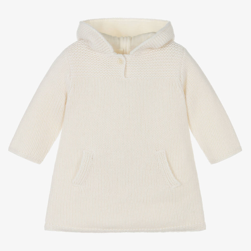 Bonpoint-Кремовый кашемировый топ с капюшоном | Childrensalon Outlet