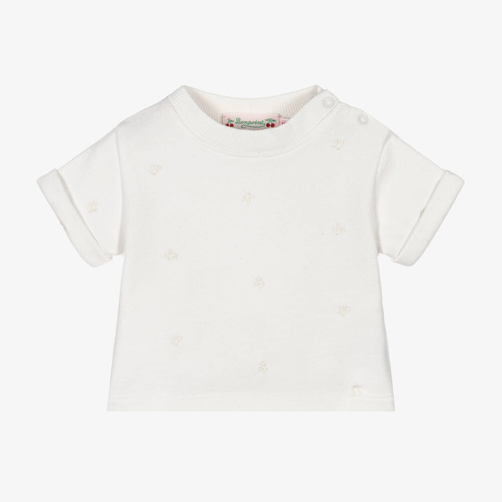 Bonpoint - Ivory Cherry Cotton Sweatshirt | Childrensalon