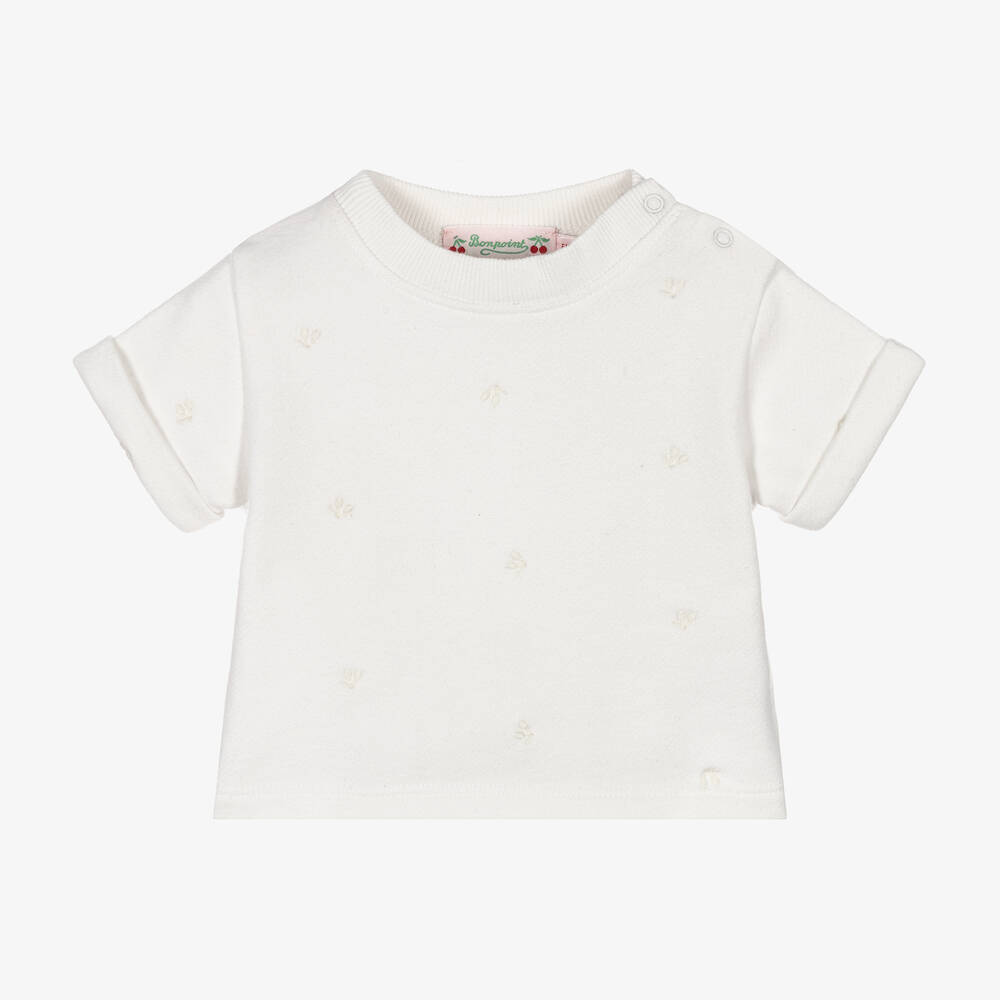 Bonpoint - Sweat ivoire en coton à cerises | Childrensalon