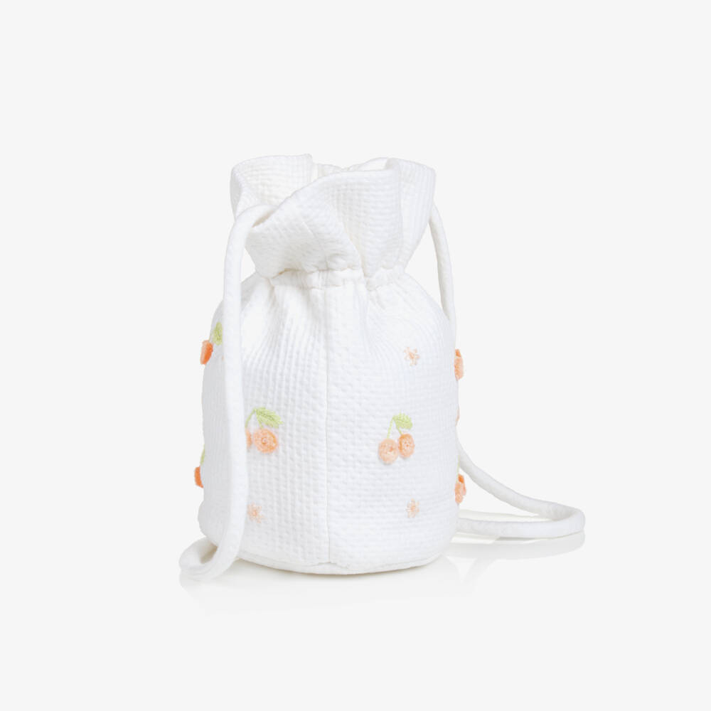 Bonpoint-Ivory Cherry Daisy Embroidered Bag | Childrensalon Outlet