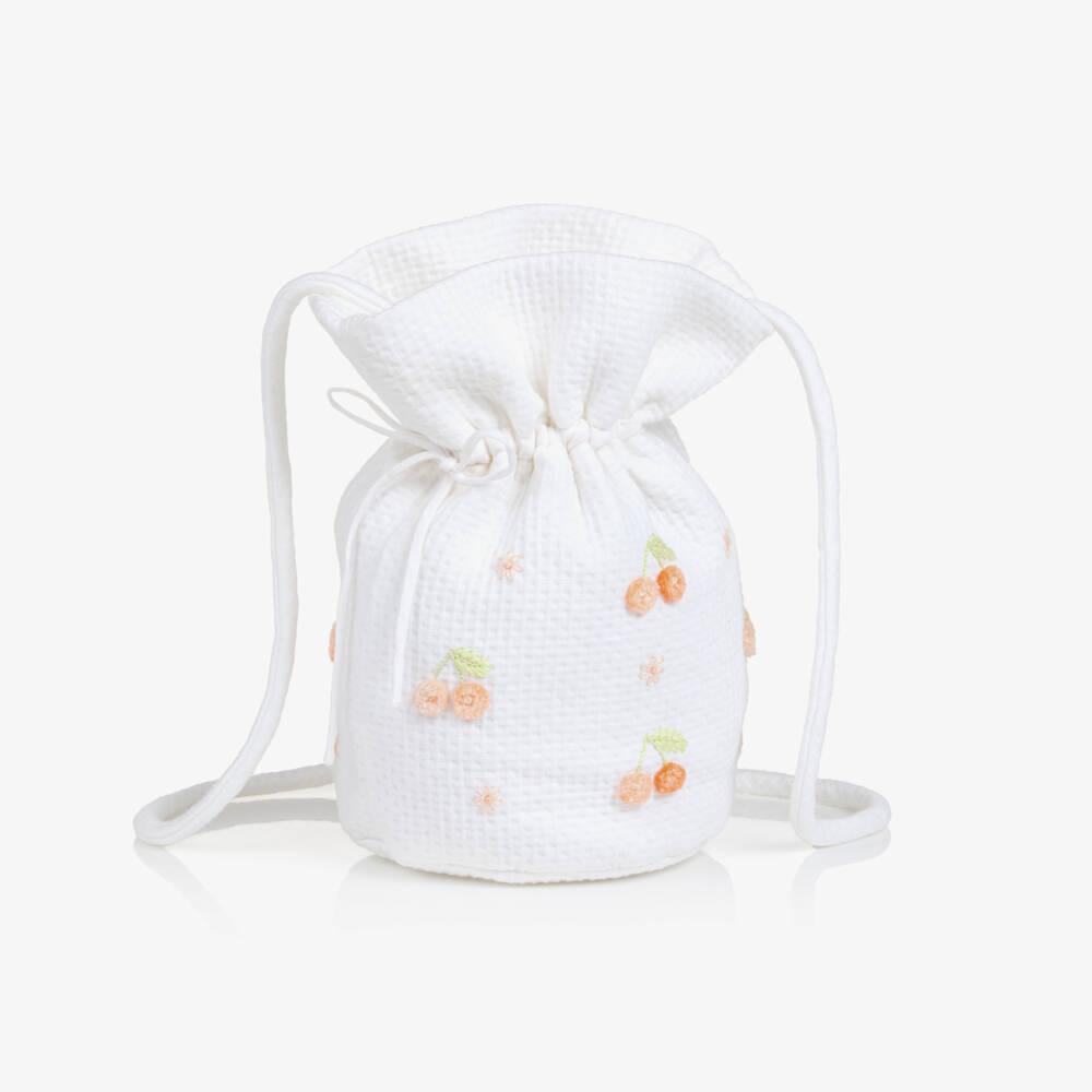 Bonpoint-Ivory Cherry Daisy Embroidered Bag | Childrensalon Outlet