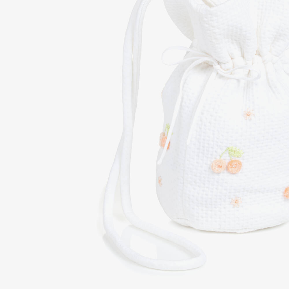 Bonpoint-Ivory Cherry Daisy Embroidered Bag | Childrensalon Outlet