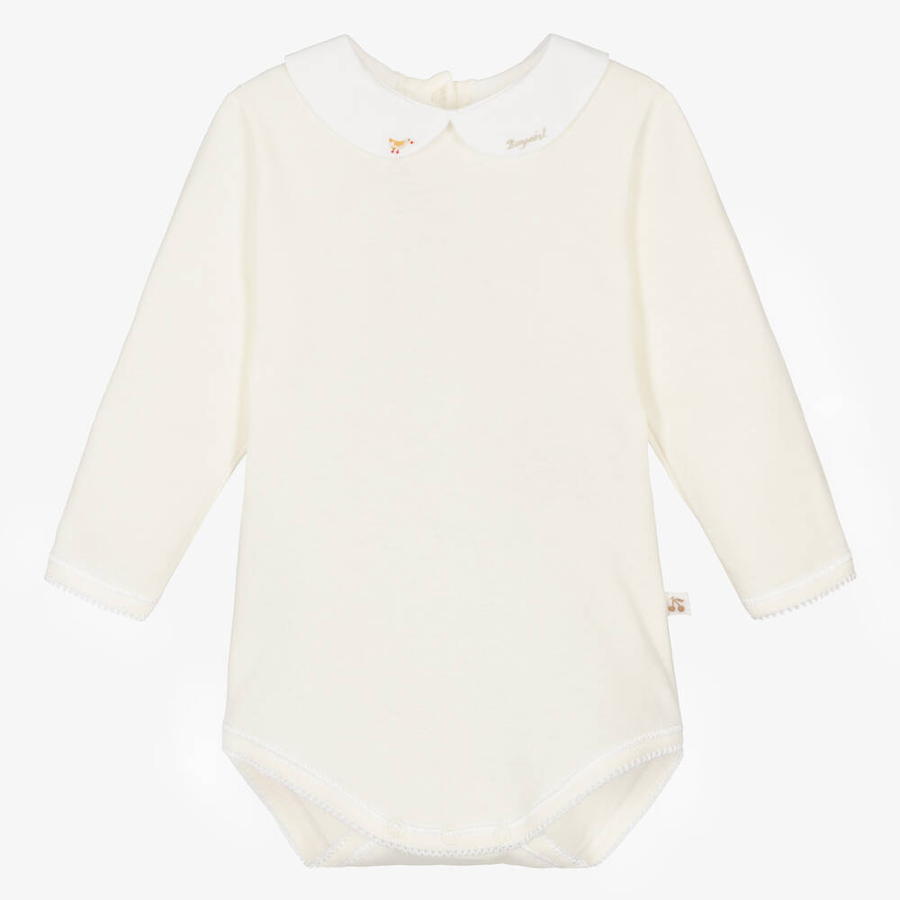 Bonpoint-Ivory Cotton Jersey Bodysuit | Childrensalon Outlet
