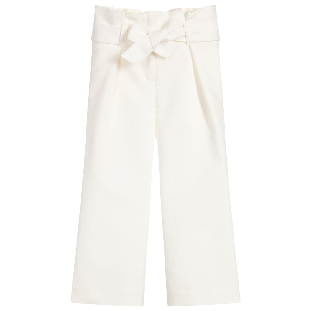Bonpoint - Ivory Cotton Trousers | Childrensalon